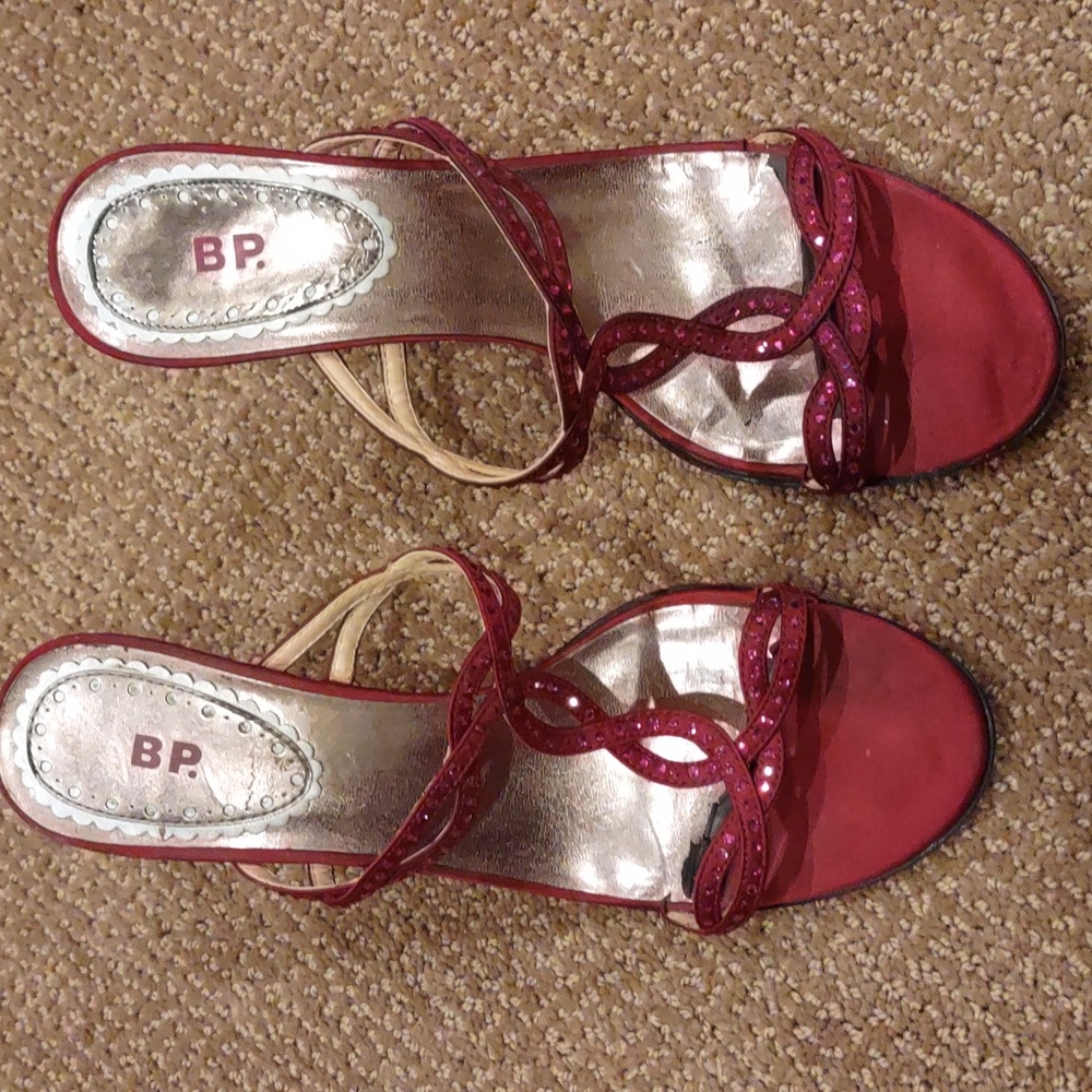 Raspberry, Fushia hot pink bling open toe heeled sandals, BP - Picture 3 of 12